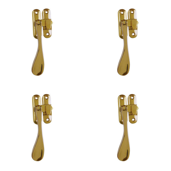 PACK Elegant Victorian Casement Fasteners Polished Brass 90mm Window Handle