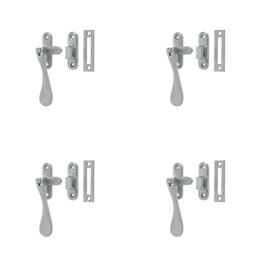 PACK Elegant Victorian Casement Fasteners Satin Chrome Finish 90mm Window Handle