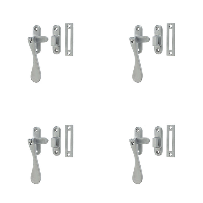 PACK Elegant Victorian Casement Fasteners Satin Chrome Finish 90mm Window Handle