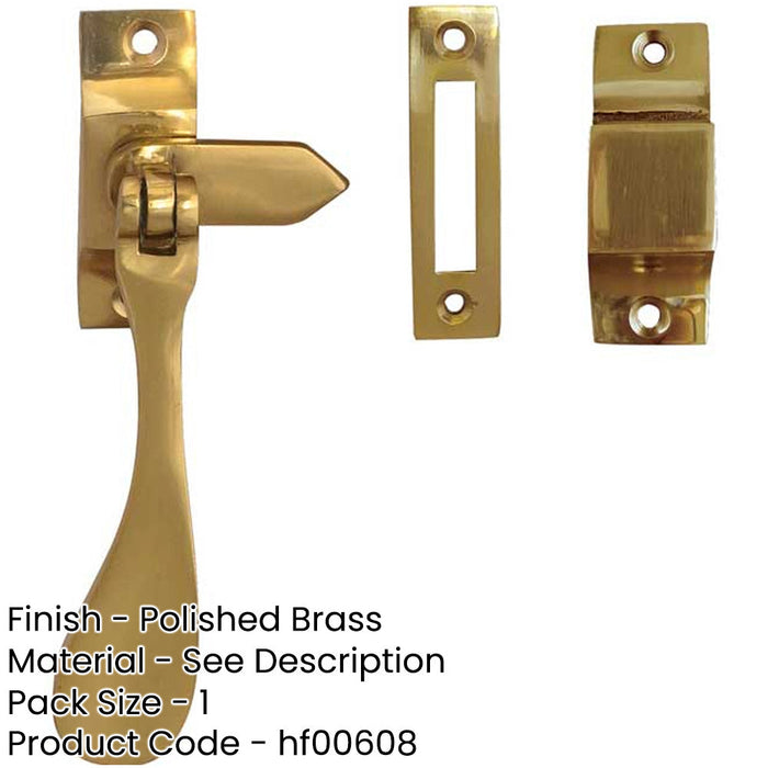 Elegant Victorian Casement Fasteners Polished Brass 105mm Window Handle-1