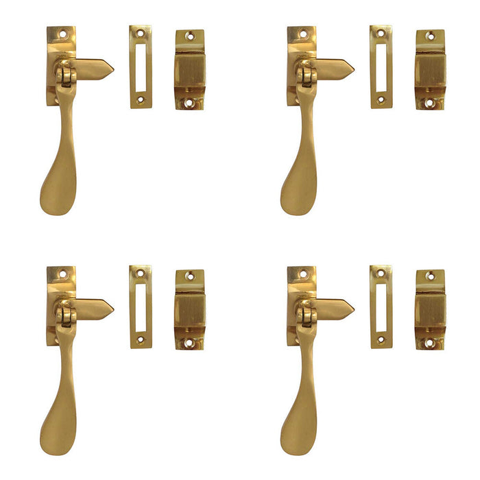 PACK Elegant Victorian Casement Fasteners Polished Brass 105mm Window Handle