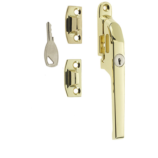 Premium Polished Brass Lockable Casement Fasteners 124mm Secure Windows Window Handle