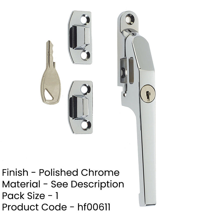Premium Modern Lockable Casement Fasteners Polished Chrome 124mm Window Handle-1
