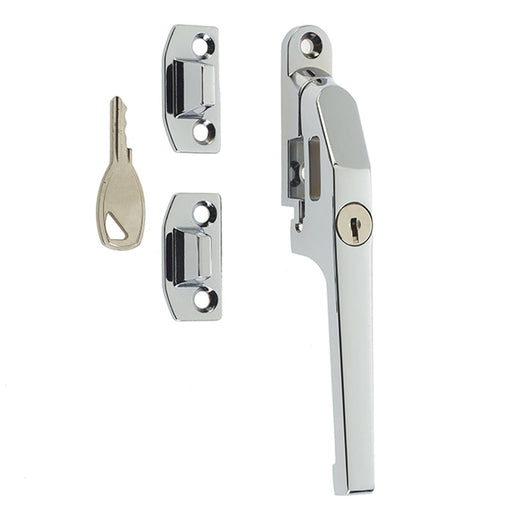 Premium Modern Lockable Casement Fasteners Polished Chrome 124mm Window Handle