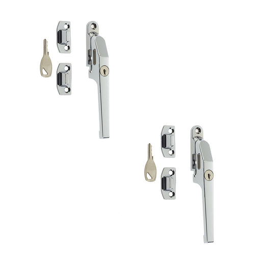 PACK Premium Modern Lockable Casement Fasteners Polished Chrome 124mm Window Handle (1)