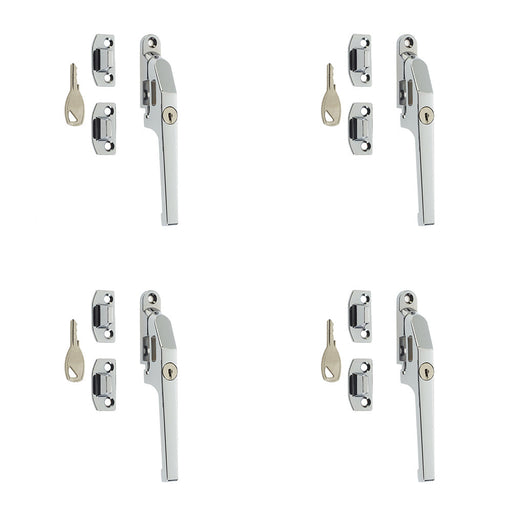 PACK Premium Modern Lockable Casement Fasteners Polished Chrome 124mm Window Handle