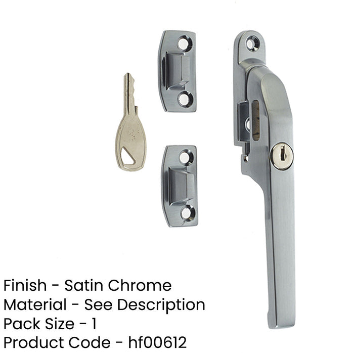 Premium Modern Lockable Casement Fasteners Satin Chrome 124mm Window Handle-1