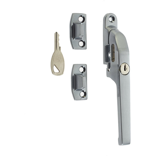 Premium Modern Lockable Casement Fasteners Satin Chrome 124mm Window Handle
