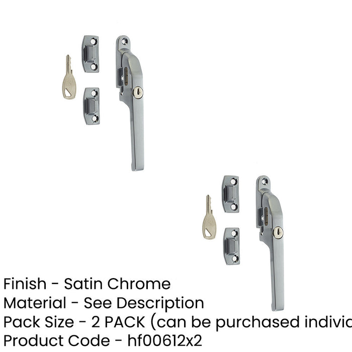 PACK Premium Modern Lockable Casement Fasteners Satin Chrome 124mm Window Handle (1)-1
