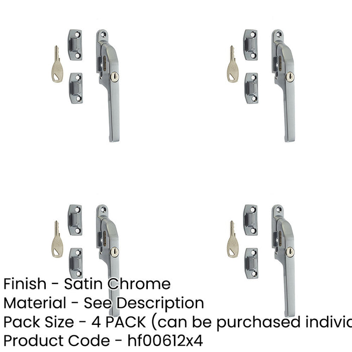 PACK Premium Modern Lockable Casement Fasteners Satin Chrome 124mm Window Handle-1