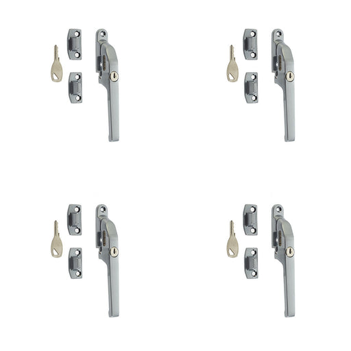 PACK Premium Modern Lockable Casement Fasteners Satin Chrome 124mm Window Handle