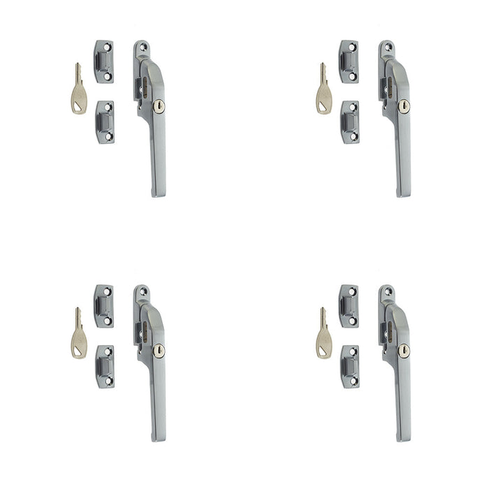 PACK Premium Modern Lockable Casement Fasteners Satin Chrome 124mm Window Handle