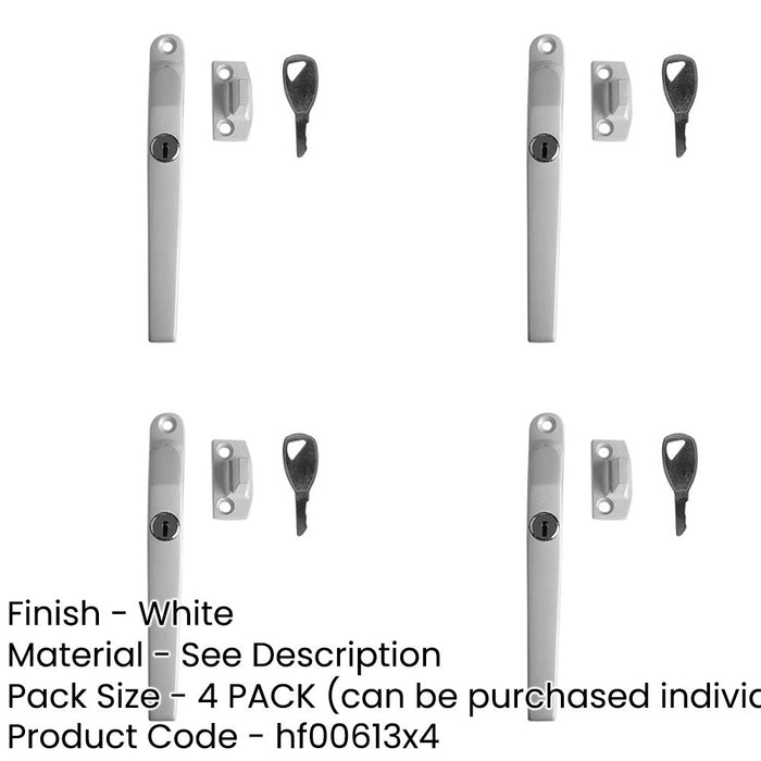 PACK Premium Modern Lockable Casement Fasteners 124mm White Enhanced Security Window Handle-1