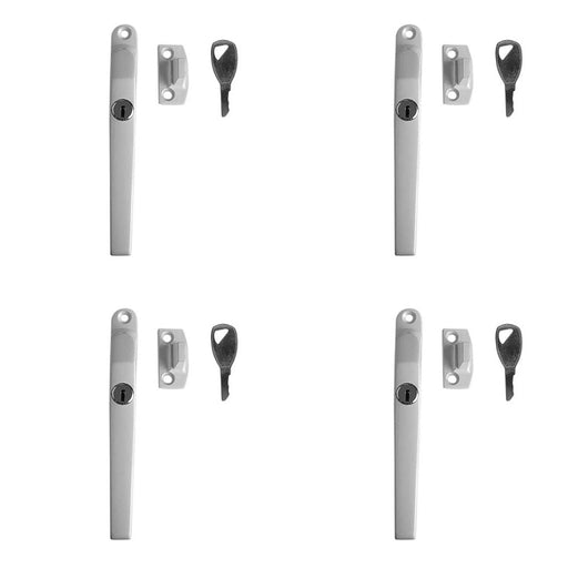 PACK Premium Modern Lockable Casement Fasteners 124mm White Enhanced Security Window Handle