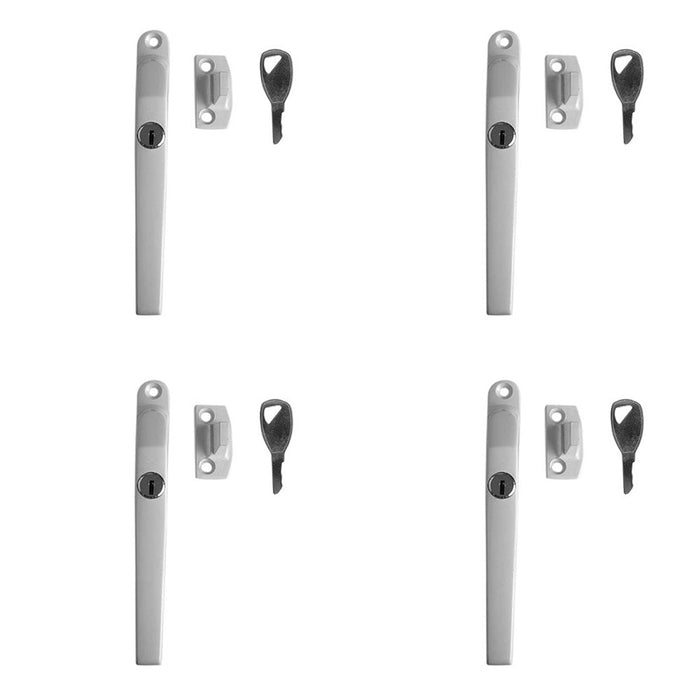 PACK Premium Modern Lockable Casement Fasteners 124mm White Enhanced Security Window Handle