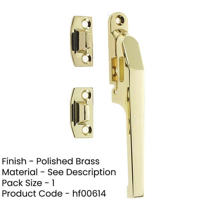 Premium Polished Brass Non-Lockable Casement Fasteners 124mm Modern Design Window Handle-1