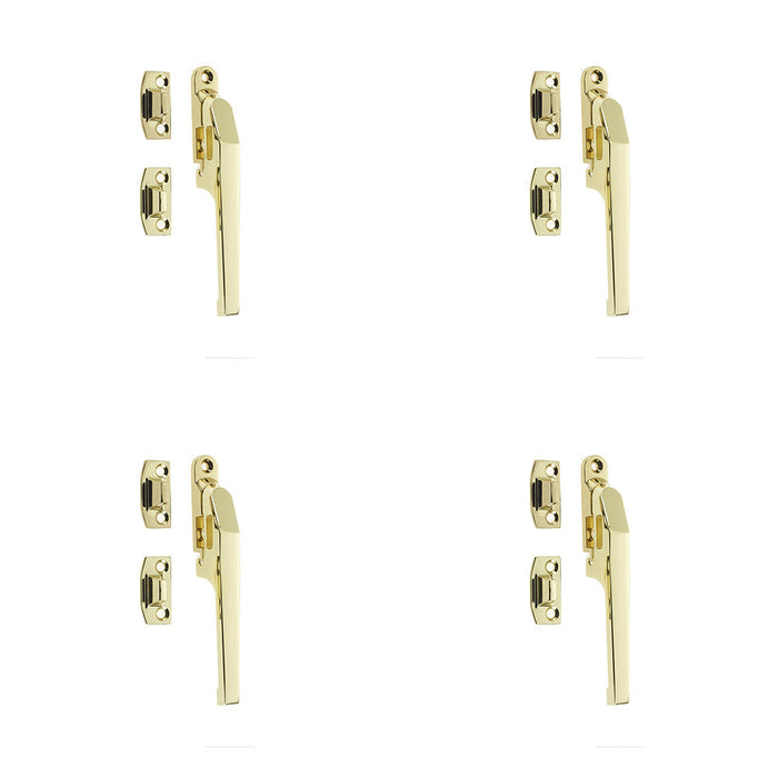 PACK Premium Polished Brass Non-Lockable Casement Fasteners 124mm Modern Design Window Handle