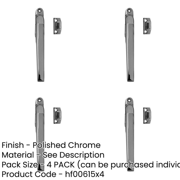 PACK High-Quality Modern Non-Lockable Casement Fasteners Polished Chrome 124mm Window Handle-1