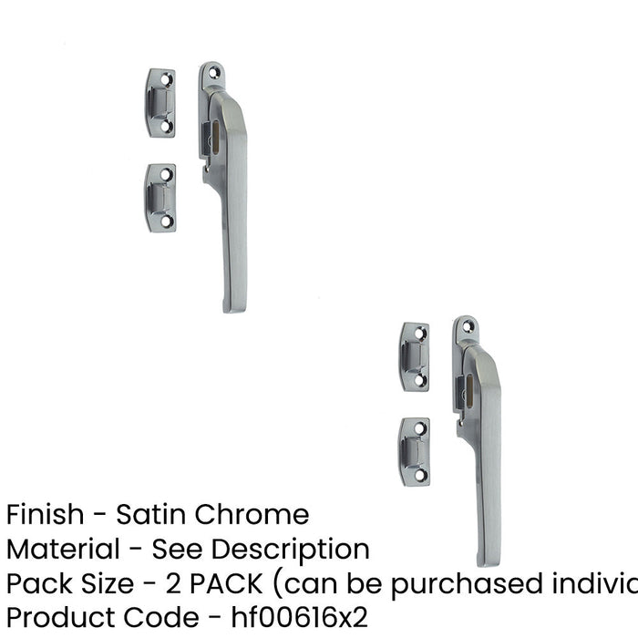 PACK Premium Modern Non-Lockable Casement Fasteners Satin Chrome 124mm Window Handle (1)-1