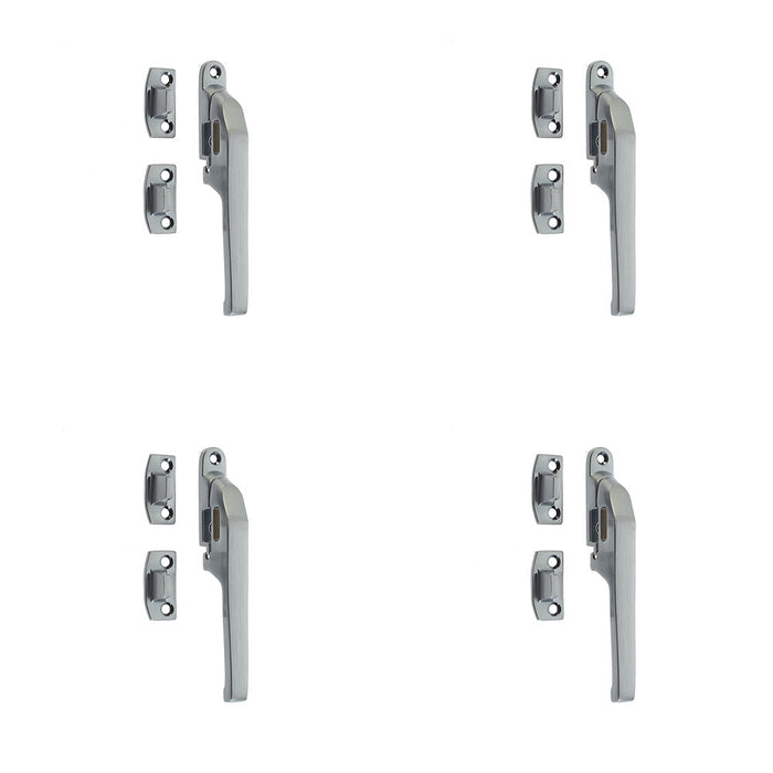 PACK Premium Modern Non-Lockable Casement Fasteners Satin Chrome 124mm Window Handle