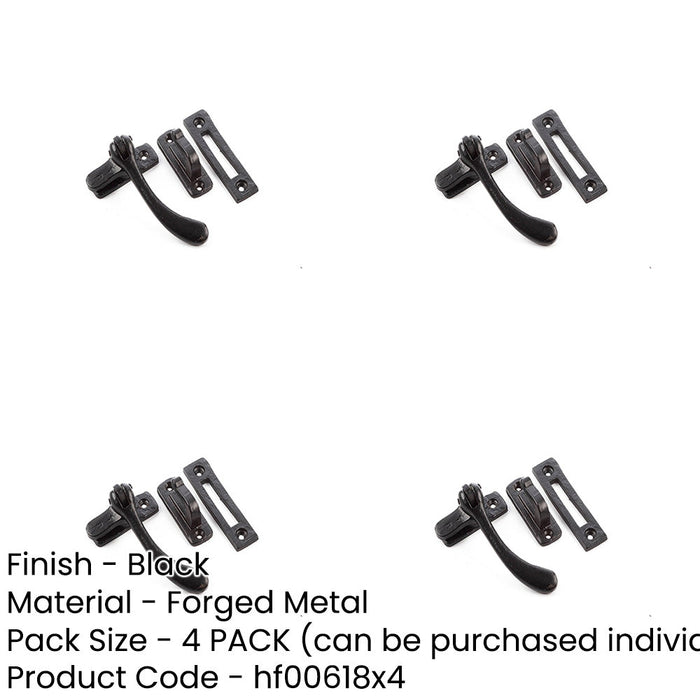 PACK Durable Black Range Bulb Casement Fasteners 95x55mm Secure Closing Window Handle-1