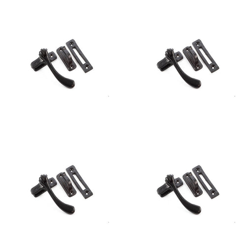 PACK Durable Black Range Bulb Casement Fasteners 95x55mm Secure Closing Window Handle