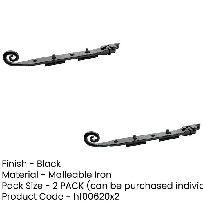 PACK Antique Black Curly Tail Casement Stays 200mm Window (1)-1