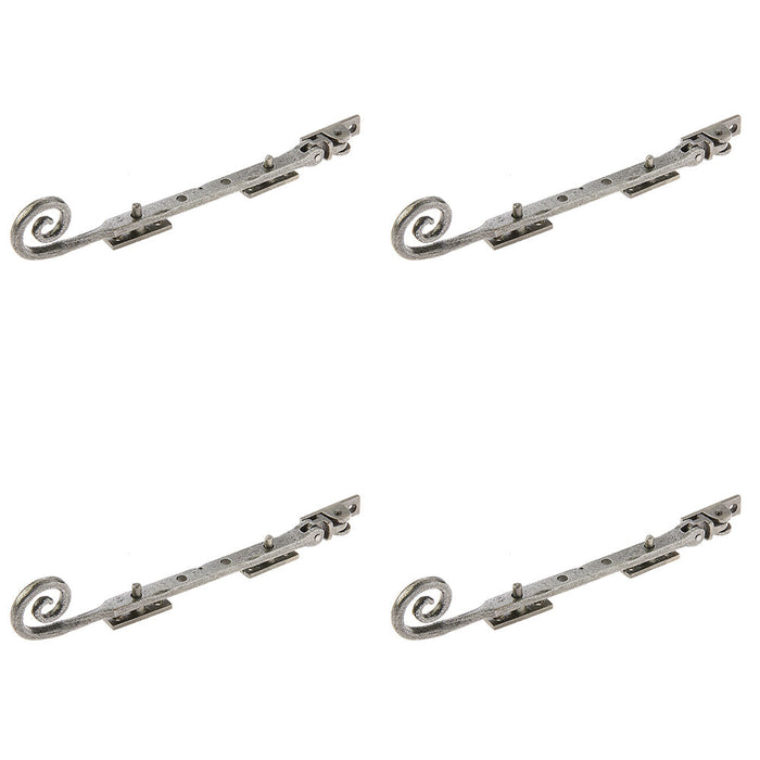 PACK Durable Curly Tail Casement Stays Pewter Finish 245x15x6mm Window