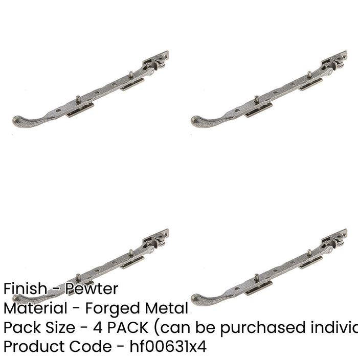 PACK Premium Pewter Bulb Casement Stays 243mm 15mm Window-1