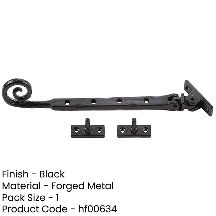 Curly Tail Casement Stays Black 245x15x6mm Enhanced Window Support Window-1
