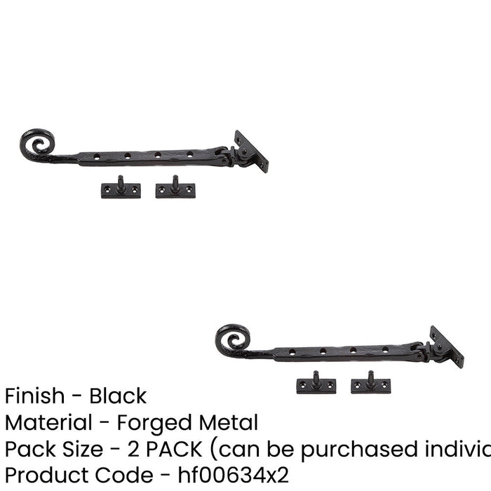 PACK Curly Tail Casement Stays Black 245x15x6mm Enhanced Window Support Window (1)-1