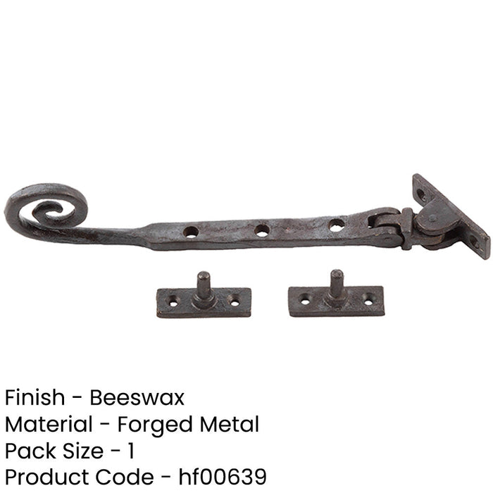 Premium Curly Tail Casement Stays 203x15x6mm Elegant Beeswax Finish Window-1