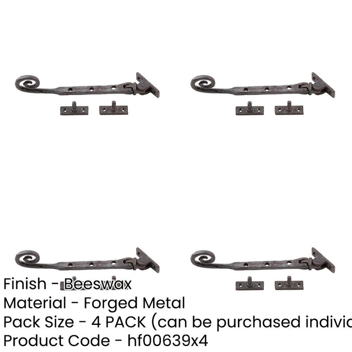 PACK Premium Curly Tail Casement Stays 203x15x6mm Elegant Beeswax Finish Window-1