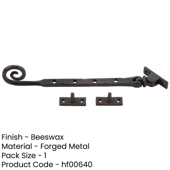 High-Quality Curly Tail Casement Stays Beeswax Finish 245x15x6mm Window-1