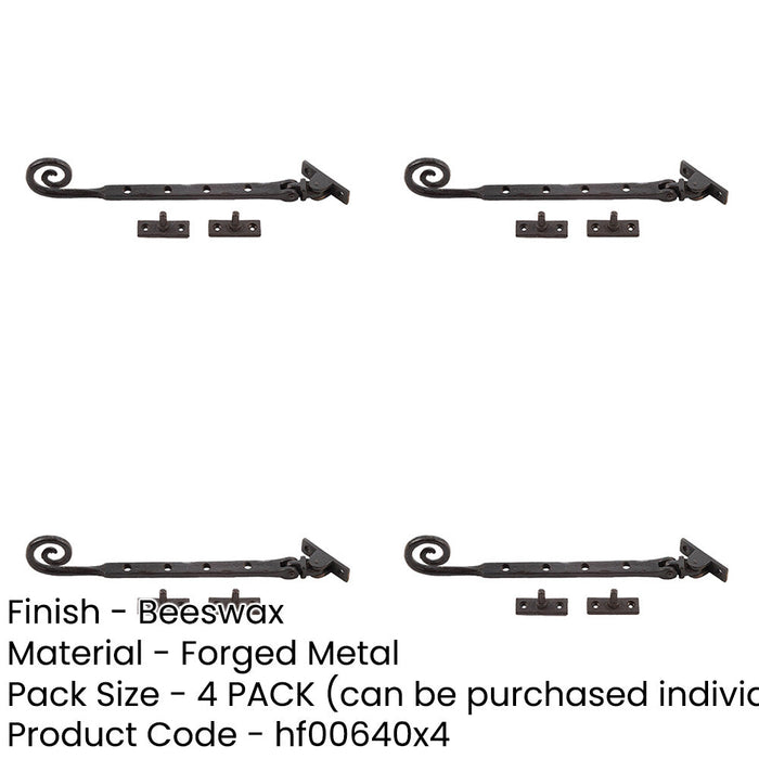 PACK High-Quality Curly Tail Casement Stays Beeswax Finish 245x15x6mm Window-1