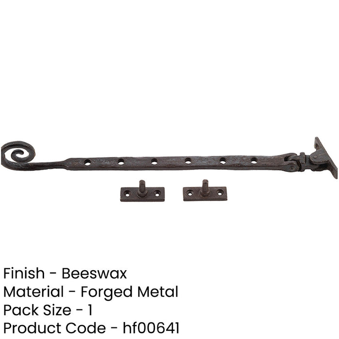 Premium Curly Tail Casement Stays 305x15x6mm Beeswax Finish Window-1