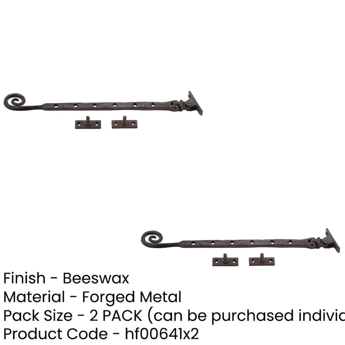 PACK Premium Curly Tail Casement Stays 305x15x6mm Beeswax Finish Window (1)-1