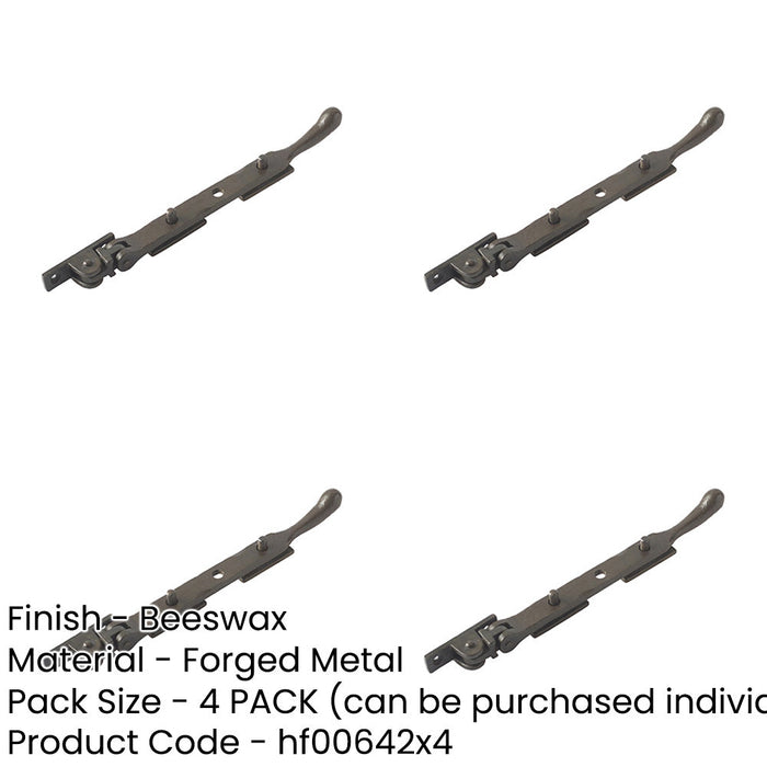 PACK Beeswax Finished Bulb Casement Stays 203x15x6mm Window-1