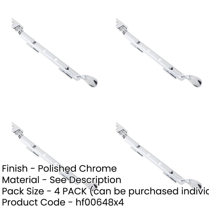 PACK Premium Victorian Casement Stays 250mm Polished Chrome Finish Window-1