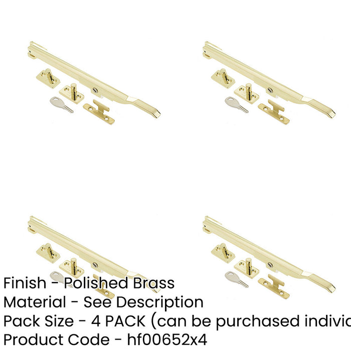 PACK Premium Modern Lockable Casement Stays Polished Brass 250mm Enhanced Security Window-1