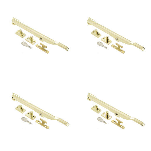 PACK Premium Modern Lockable Casement Stays Polished Brass 250mm Enhanced Security Window