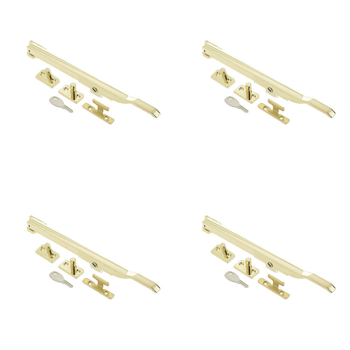 PACK Premium Modern Lockable Casement Stays Polished Brass 250mm Enhanced Security Window