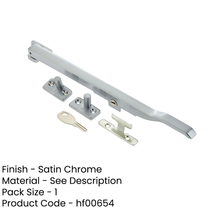 Durable 250mm Satin Chrome Lockable Casement Stays Secure Windows Window-1