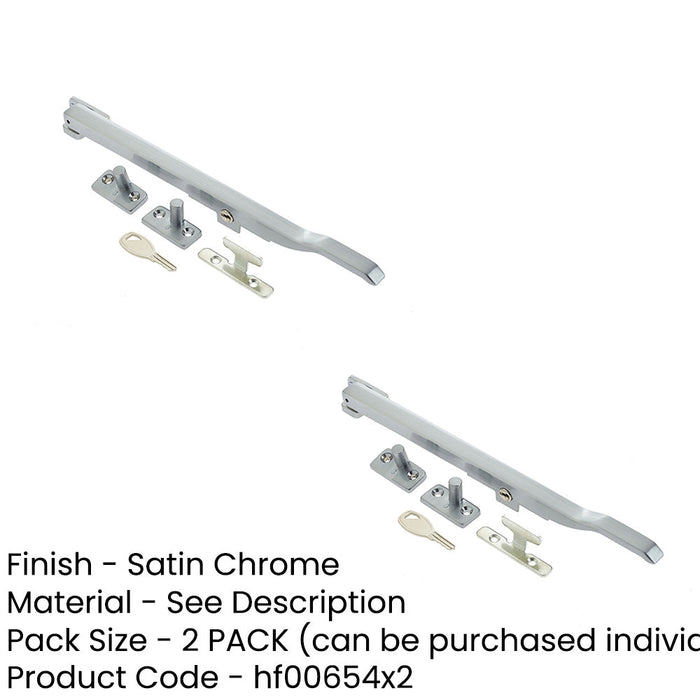 PACK Durable 250mm Satin Chrome Lockable Casement Stays Secure Windows Window (1)-1