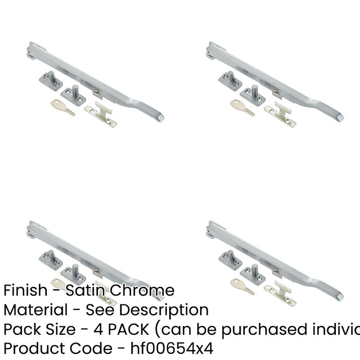 PACK Durable 250mm Satin Chrome Lockable Casement Stays Secure Windows Window-1