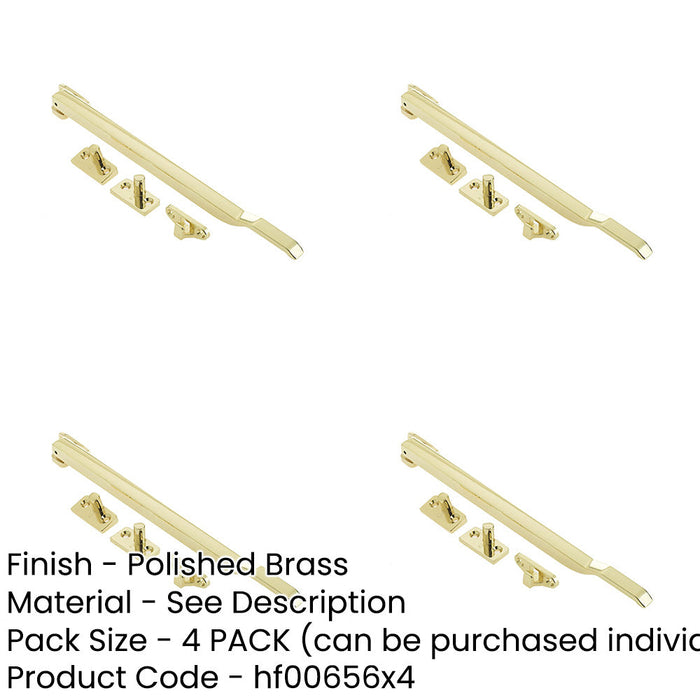 PACK Modern Non-Lockable Casement Stays 250mm Polished Brass Finish Enhanced Window Functionality Window-1