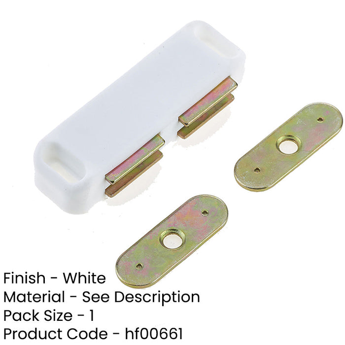 Premium Magnetic Catches Cabinets 62x18mm White Cupboard Door Catch-1