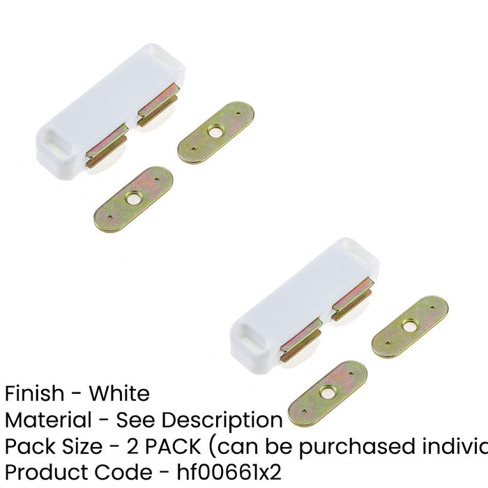 PACK Premium Magnetic Catches Cabinets 62x18mm White Cupboard Door Catch (1)-1