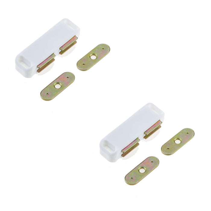 PACK Premium Magnetic Catches Cabinets 62x18mm White Cupboard Door Catch (1)