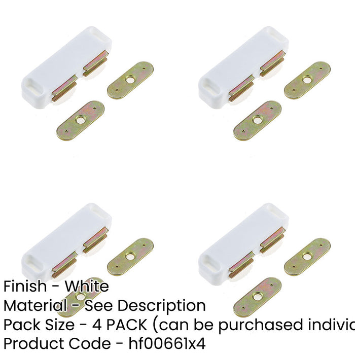 PACK Premium Magnetic Catches Cabinets 62x18mm White Cupboard Door Catch-1
